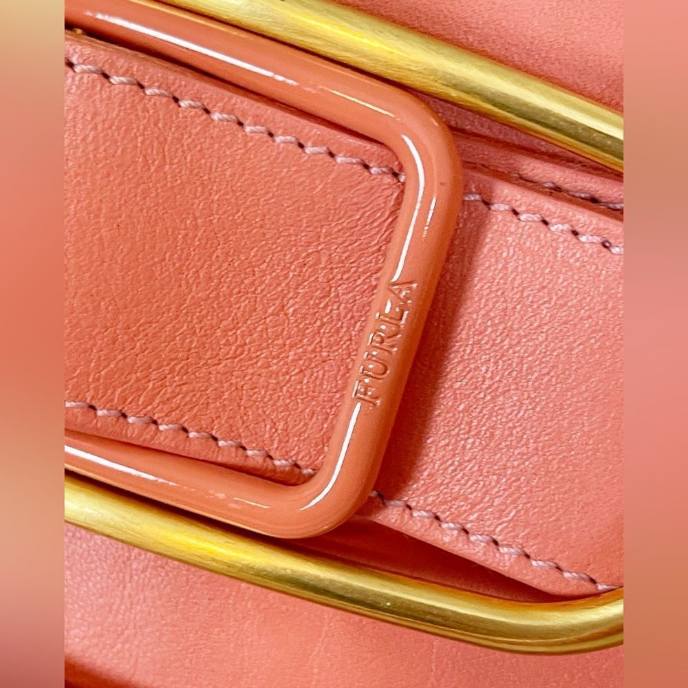 FURLA Coral Pink Leather Top Handle shoulder Tote Bag - Picture 5 of 16
